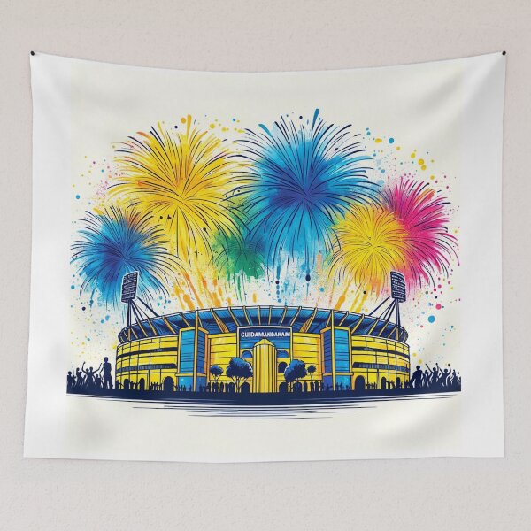 Item preview, M.A. Chidambaram Stadium (Chepauk) Chennai Single Line Watercolor designed and sold by ArtfulMiller.