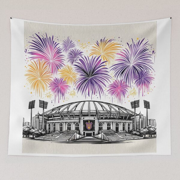 Item preview, Eden Gardens Stadium, Kolkata, Fireworks Watercolor designed and sold by ArtfulMiller.