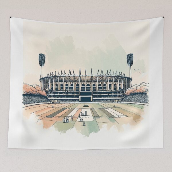 Item preview, Feroz Shah Kotla Ground (Arun Jaitley Stadium), Delhi, Single Line Watercolor designed and sold by ArtfulMiller.