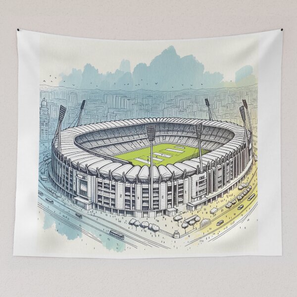 Item preview, M. Chinnaswamy Stadium, Bangalore, Single Line Watercolor designed and sold by ArtfulMiller.