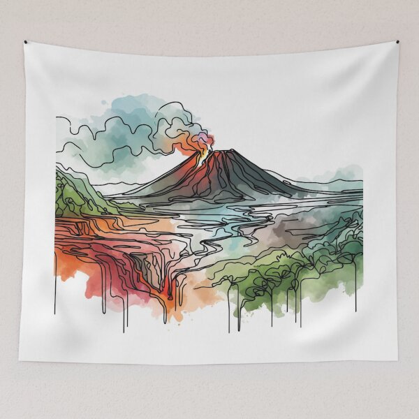 Item preview, Hawaii Volcanoes National Park, Single Line Watercolor designed and sold by ArtfulMiller.