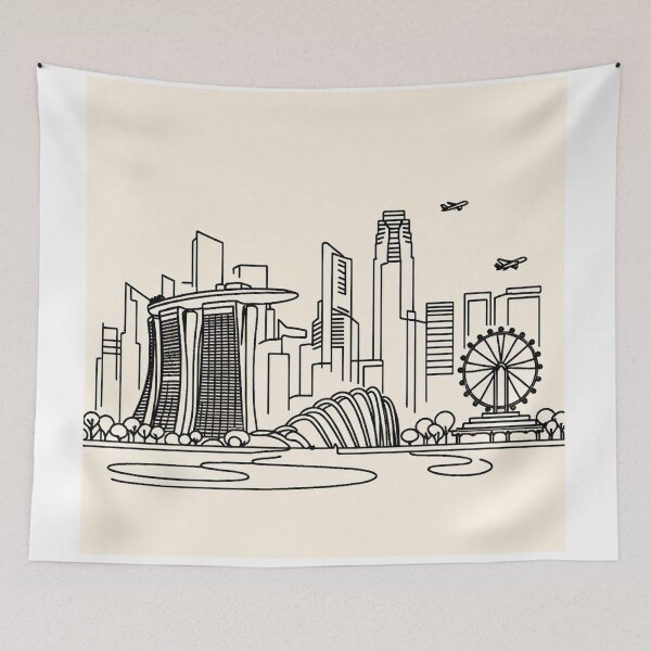 Item preview, Singapore skyline, Single line Drawing. designed and sold by ArtfulMiller.