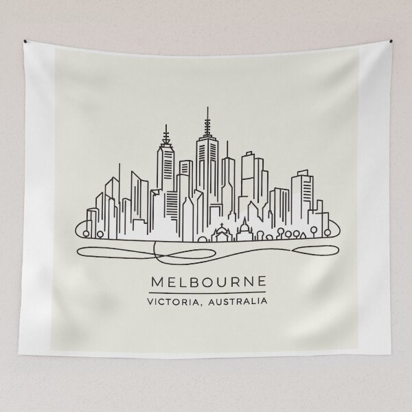 Item preview, Melbourne Skyline, Australia. Single Line Drawing  designed and sold by ArtfulMiller.