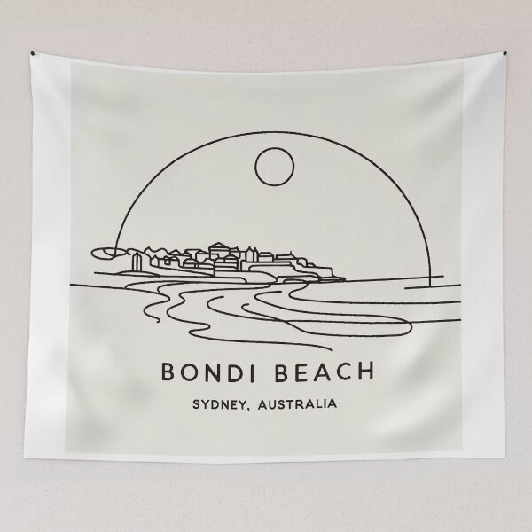 Item preview, Bondi Beach, Sydney. Single Line Drawing designed and sold by ArtfulMiller.