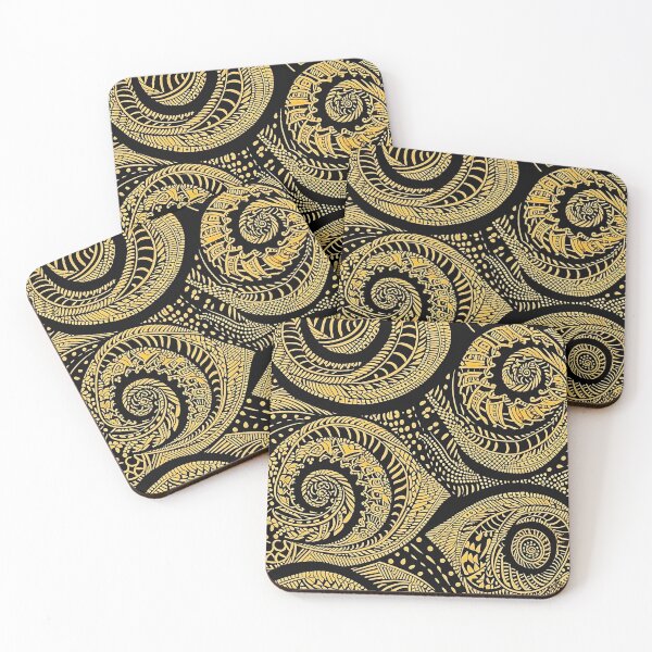 Item preview, Yellow Batik Pattern #2 - Flowing Design on Black designed and sold by HausKatz.