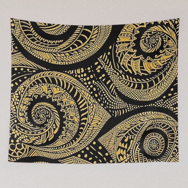 Item preview, Yellow Batik Pattern #2 - Flowing Design on Black designed and sold by HausKatz.