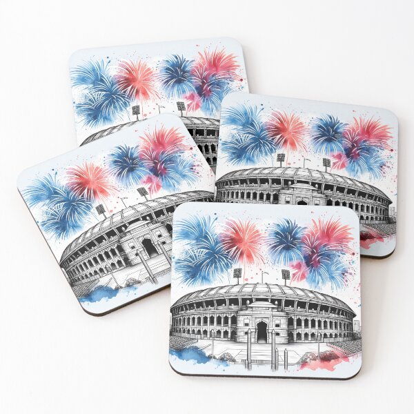 Item preview, Feroz Shah Kotla Ground (Arun Jaitley Stadium), Delhi Single Line Watercolor designed and sold by ArtfulMiller.