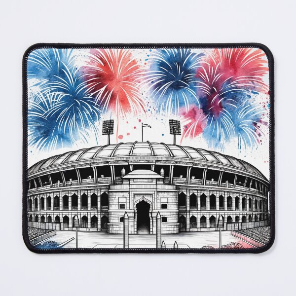 Item preview, Feroz Shah Kotla Ground (Arun Jaitley Stadium), Delhi Single Line Watercolor designed and sold by ArtfulMiller.