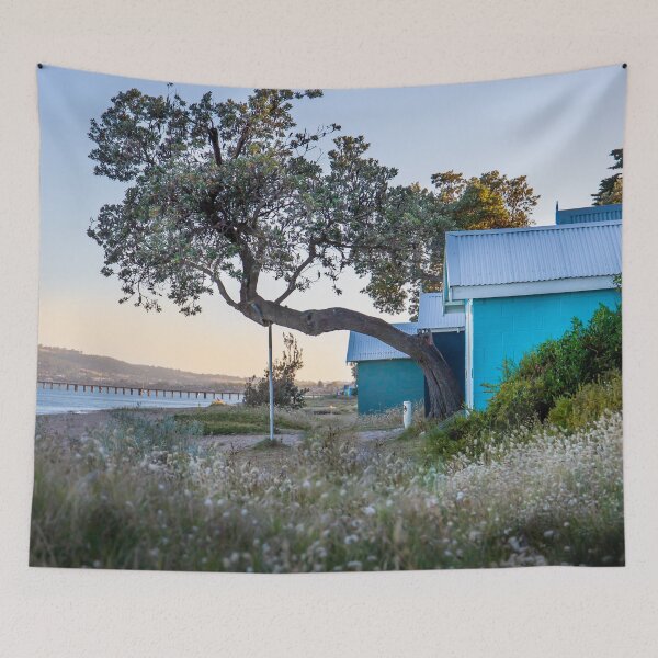 Item preview, Dromana Boat Sheds and Banksia Tree, Mornington Peninsula, Victoria, Australia designed and sold by Vicki Walsh.