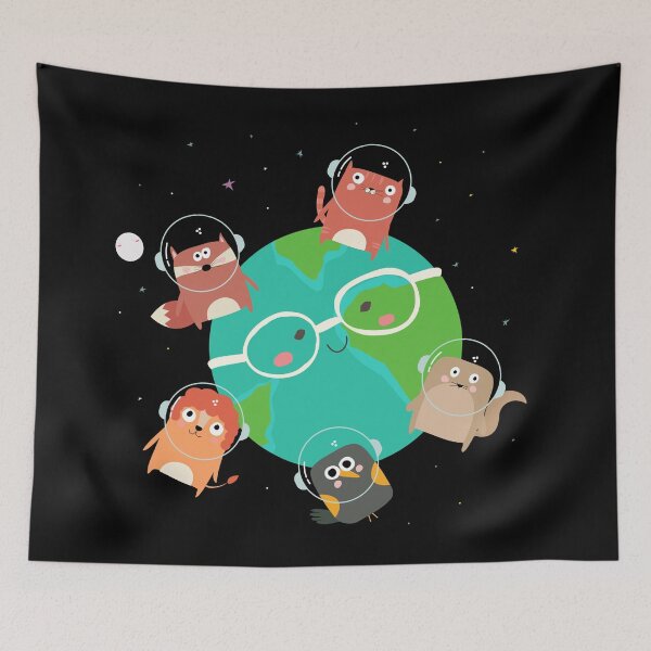 Item preview, Cute animals in space - Friends stick together designed and sold by messy-nessie.