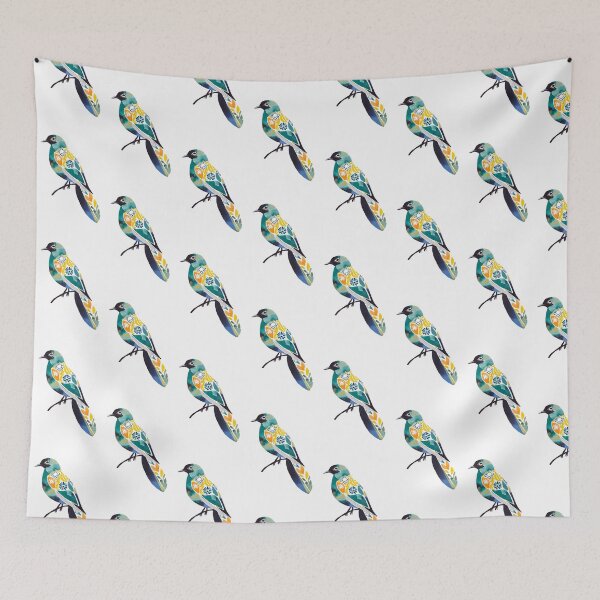 Item preview, Teal floral bird Silhouette designed and sold by Alwayscreateart.