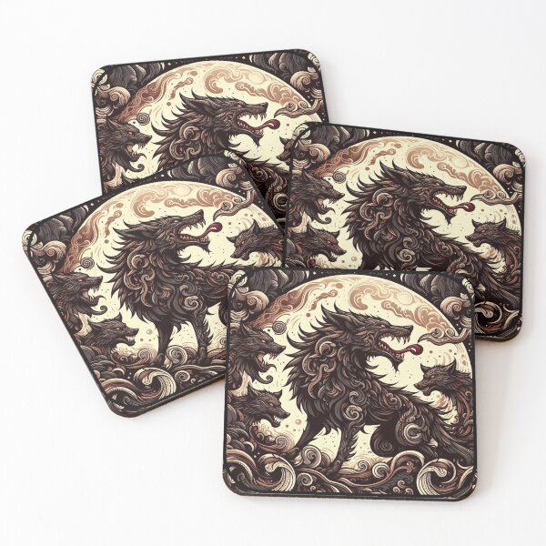 Item preview, fiery wolves howling at the moon designed and sold by silence28.