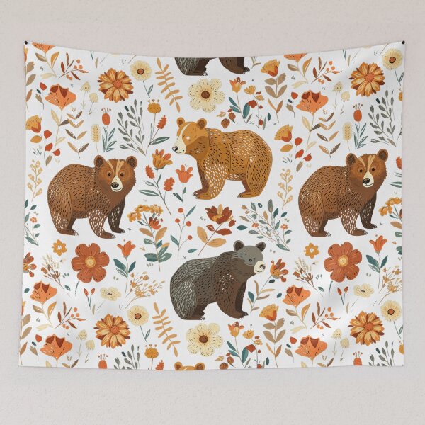 Item preview, Autumn bears in the Meadow flowers designed and sold by porbenjaporn.