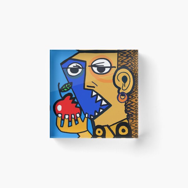 Item preview, apple eater abstract cubism style modern art by kartick dutta  designed and sold by KARTICK DUTTA.