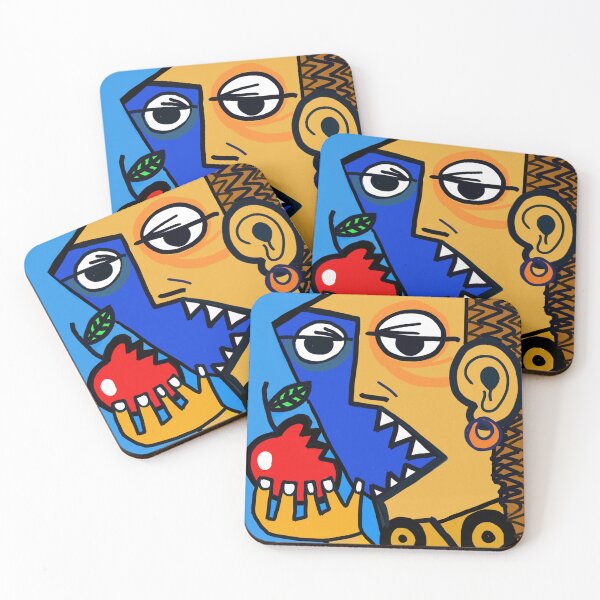 Item preview, apple eater abstract cubism style modern art by kartick dutta  designed and sold by KARTICK DUTTA.