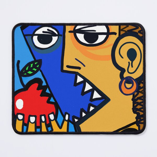 Item preview, apple eater abstract cubism style modern art by kartick dutta  designed and sold by KARTICK DUTTA.