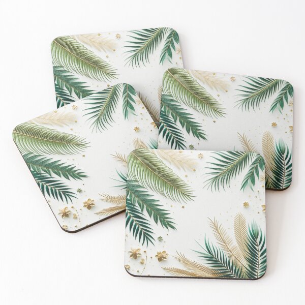 Item preview, Palm Branches and Golden Flowers designed and sold by Artbytinavaughn.