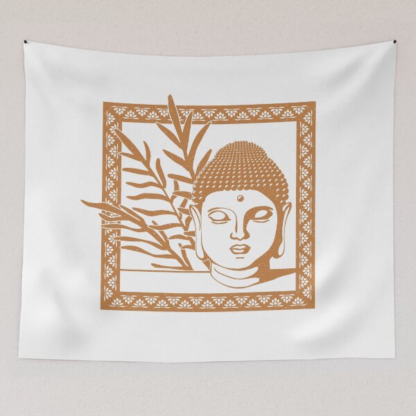 Item preview, Buddha Head Statue with Palm Fronds - Snow + Rust designed and sold by Irene Estelle.