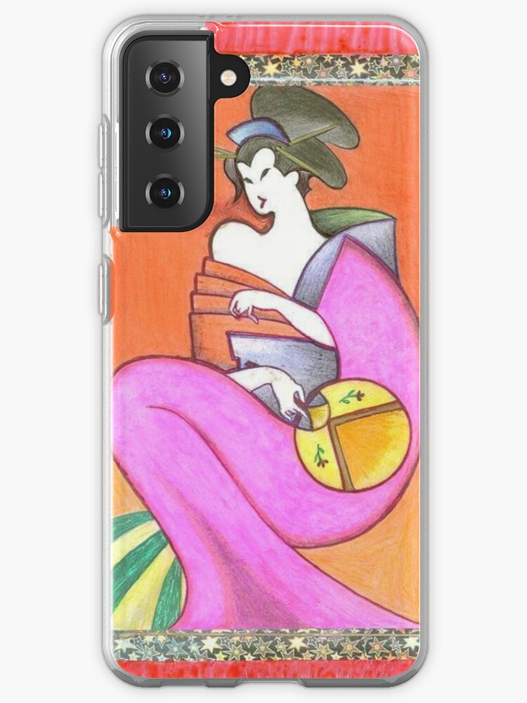 Japanese Geisha Kimono Woman Girl Artwork Painting Case Skin For Samsung Galaxy By Martstore Redbubble