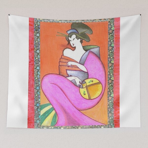 Item preview, Japanese Geisha Kimono Woman Girl Artwork Painting designed and sold by Martstore.