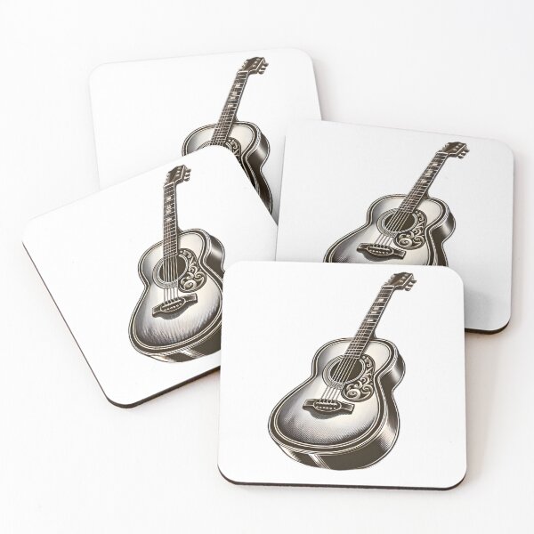 Item preview, Silver Melody: Sleek Classic Guitar Illustration designed and sold by shopmaxshop.