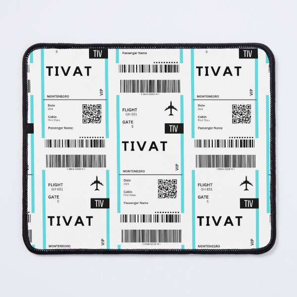 Item preview, Tivat, Montenegro Airplane Boarding Pass designed and sold by RoamInk.