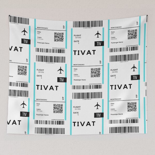 Item preview, Tivat, Montenegro Airplane Boarding Pass designed and sold by RoamInk.