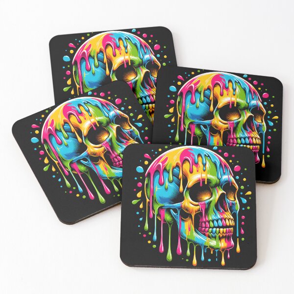 Item preview, Chromatic Cascade: Vibrant Skull Artwork designed and sold by inkArtistryfine.
