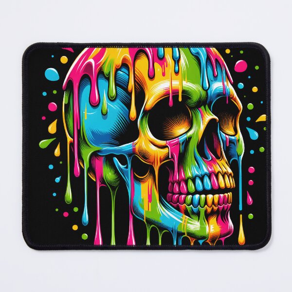 Item preview, Chromatic Cascade: Vibrant Skull Artwork designed and sold by inkArtistryfine.