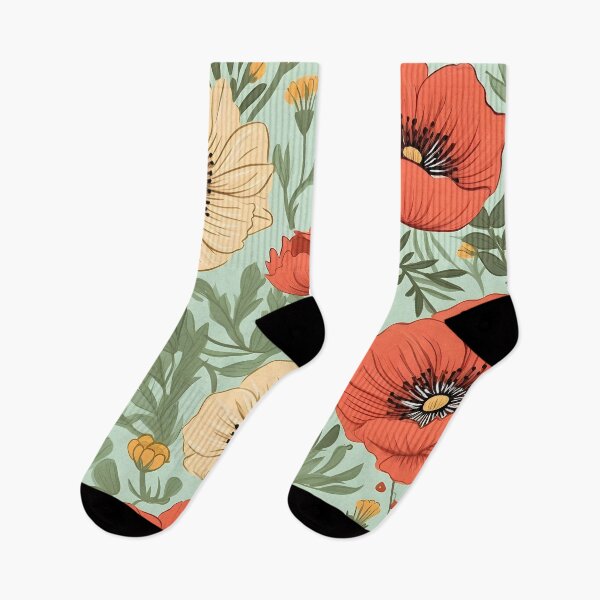Item preview, Serene Poppy Floral Pattern designed and sold by inkArtistryfine.