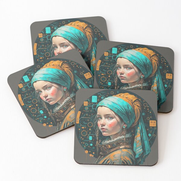 Item preview, Girl with pearl - cyberpunk - revisited Vermeer artwork designed and sold by Fanaticos.
