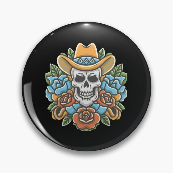 Item preview, American Traditional Cowboy Skull Tattoo designed and sold by Goku Creations.
