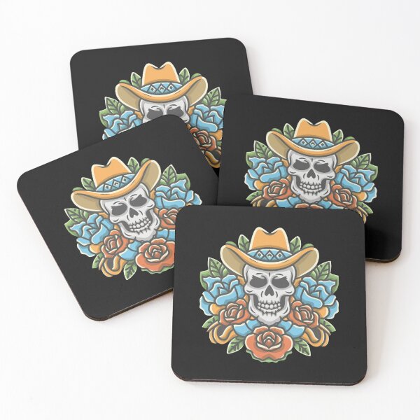 Item preview, American Traditional Cowboy Skull Tattoo designed and sold by Goku Creations.