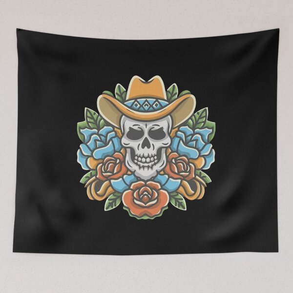 Item preview, American Traditional Cowboy Skull Tattoo designed and sold by Goku Creations.