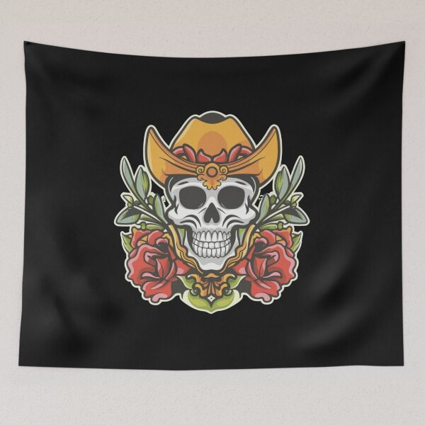Item preview, American Traditional Cowboy Skull Tattoo designed and sold by Goku Creations.