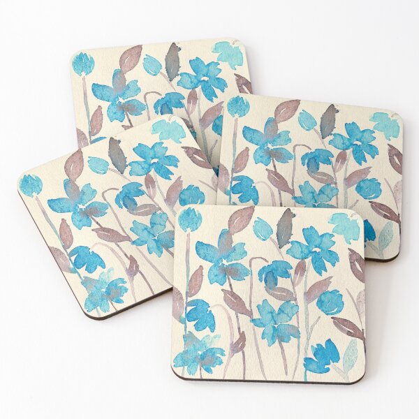 Item preview, Hand-painted blue flowers designed and sold by teresabird.
