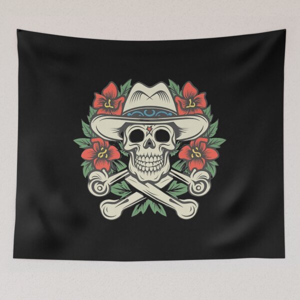 Item preview, American Traditional Cowboy Skull Tattoo designed and sold by Goku Creations.