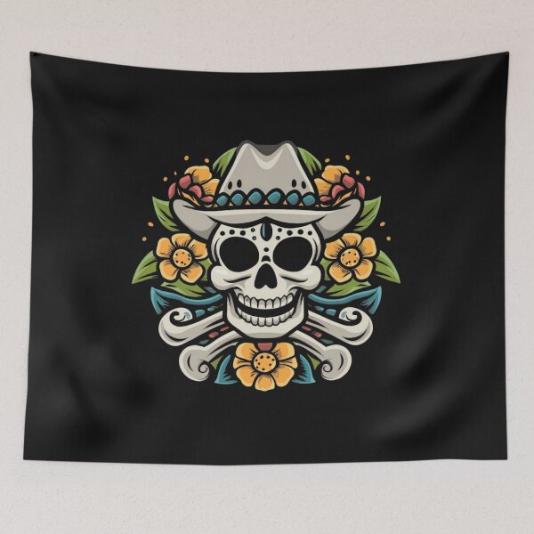 Item preview, American Traditional Cowboy Skull Tattoo designed and sold by Goku Creations.