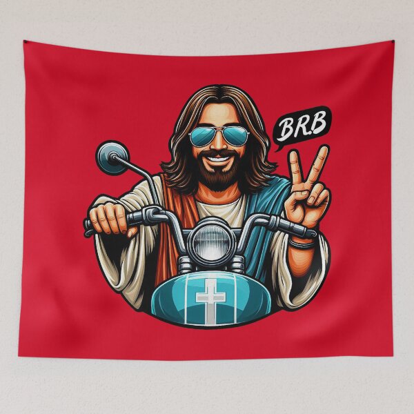 Item preview, BRB meme Jesus is coming soon Motorbike  designed and sold by plushism.