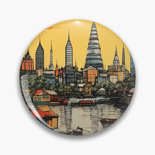Item preview, Bankok city colorful travel vintage graphic designed and sold by wonderfulpark.