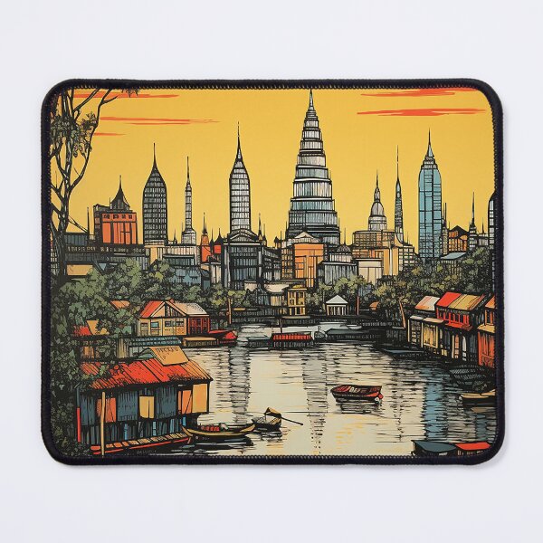 Item preview, Bankok city colorful travel vintage graphic designed and sold by wonderfulpark.