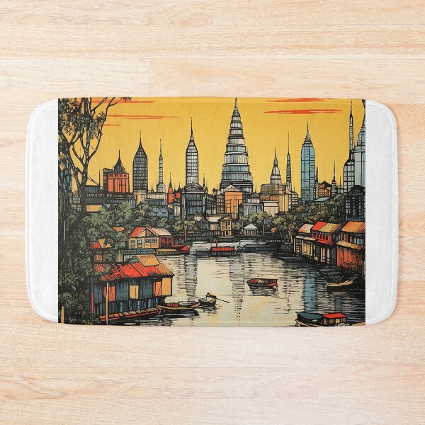 Item preview, Bankok city colorful travel vintage graphic designed and sold by wonderfulpark.