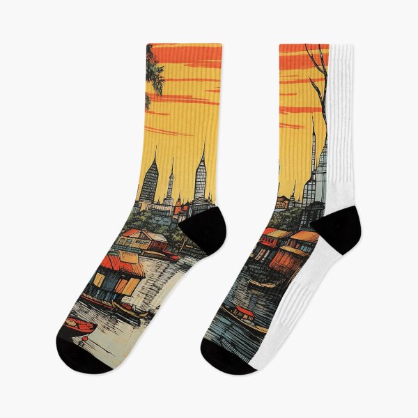 Item preview, Bankok city colorful travel vintage graphic designed and sold by wonderfulpark.