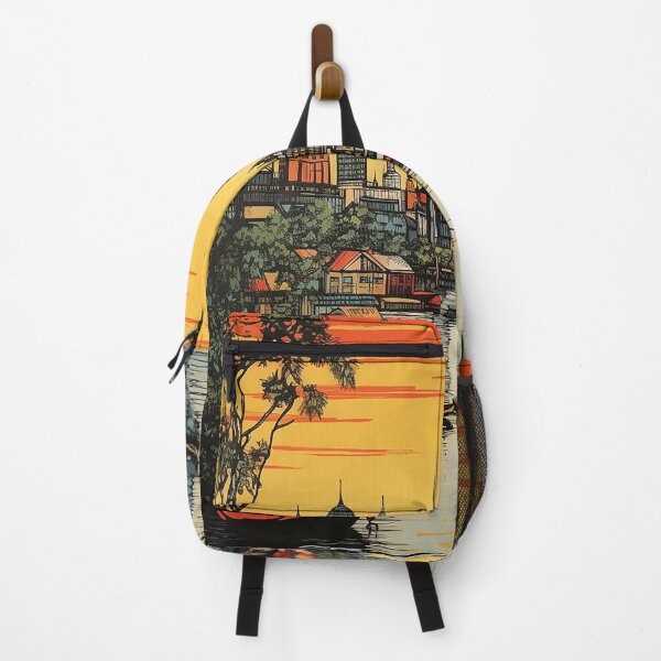 Item preview, Bankok city colorful travel vintage graphic designed and sold by wonderfulpark.