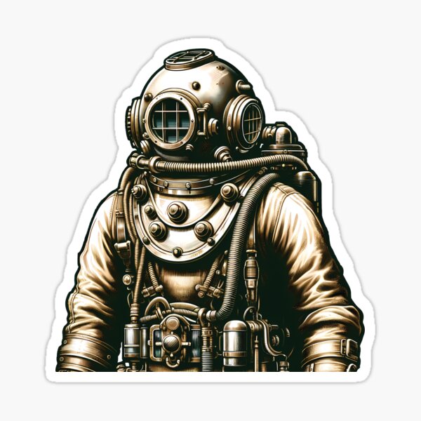 Item preview, Historical Vintage Diver - Authentic Underwater Exploration Art designed and sold by DesignDoodleArt.