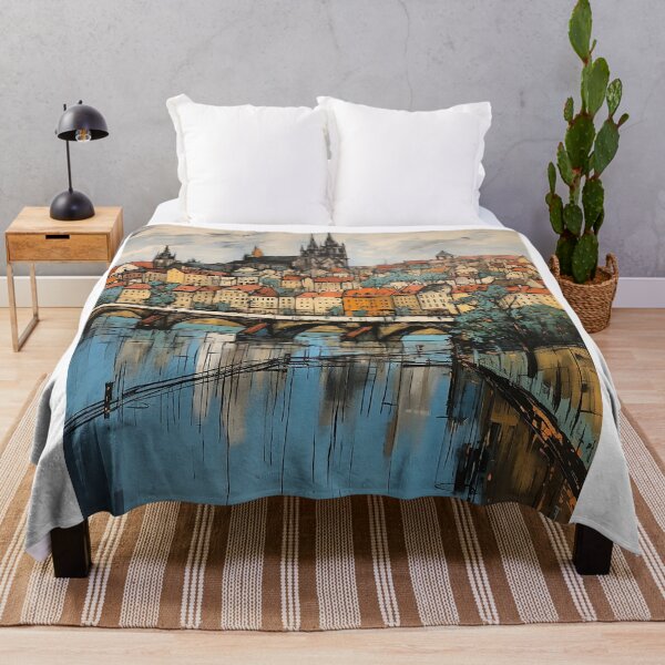 Item preview, Prague city colorful travel vintage graphic designed and sold by wonderfulpark.