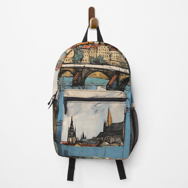 Item preview, Prague city colorful travel vintage graphic designed and sold by wonderfulpark.