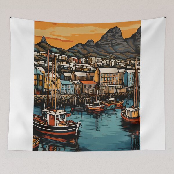 Item preview, Cape Town city colorful travel vintage graphic designed and sold by wonderfulpark.