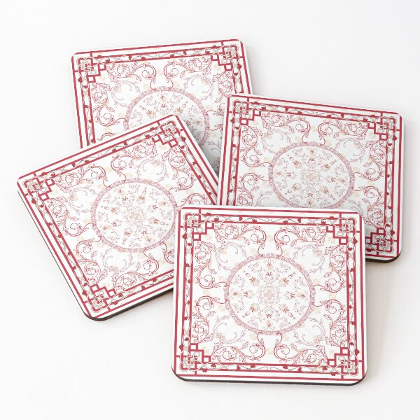Item preview, Red vintage scarf pattern on white background, beautiful baroque style. designed and sold by APHIDAT-TA.