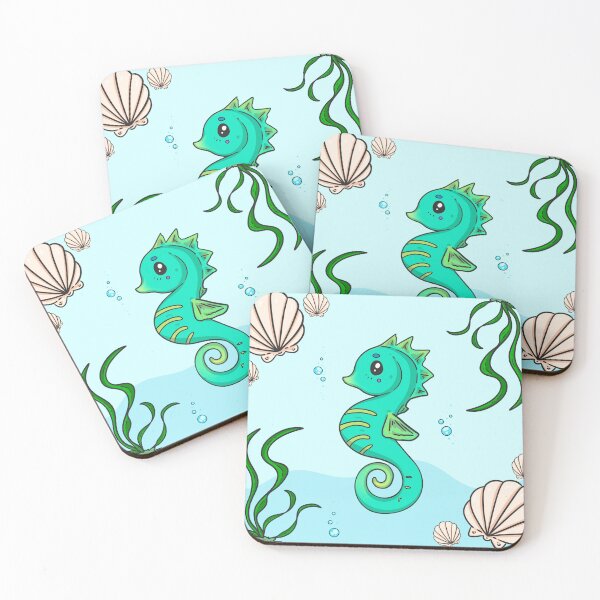 Item preview, Turquoise underwater seahorse world designed and sold by Eviidesigns.